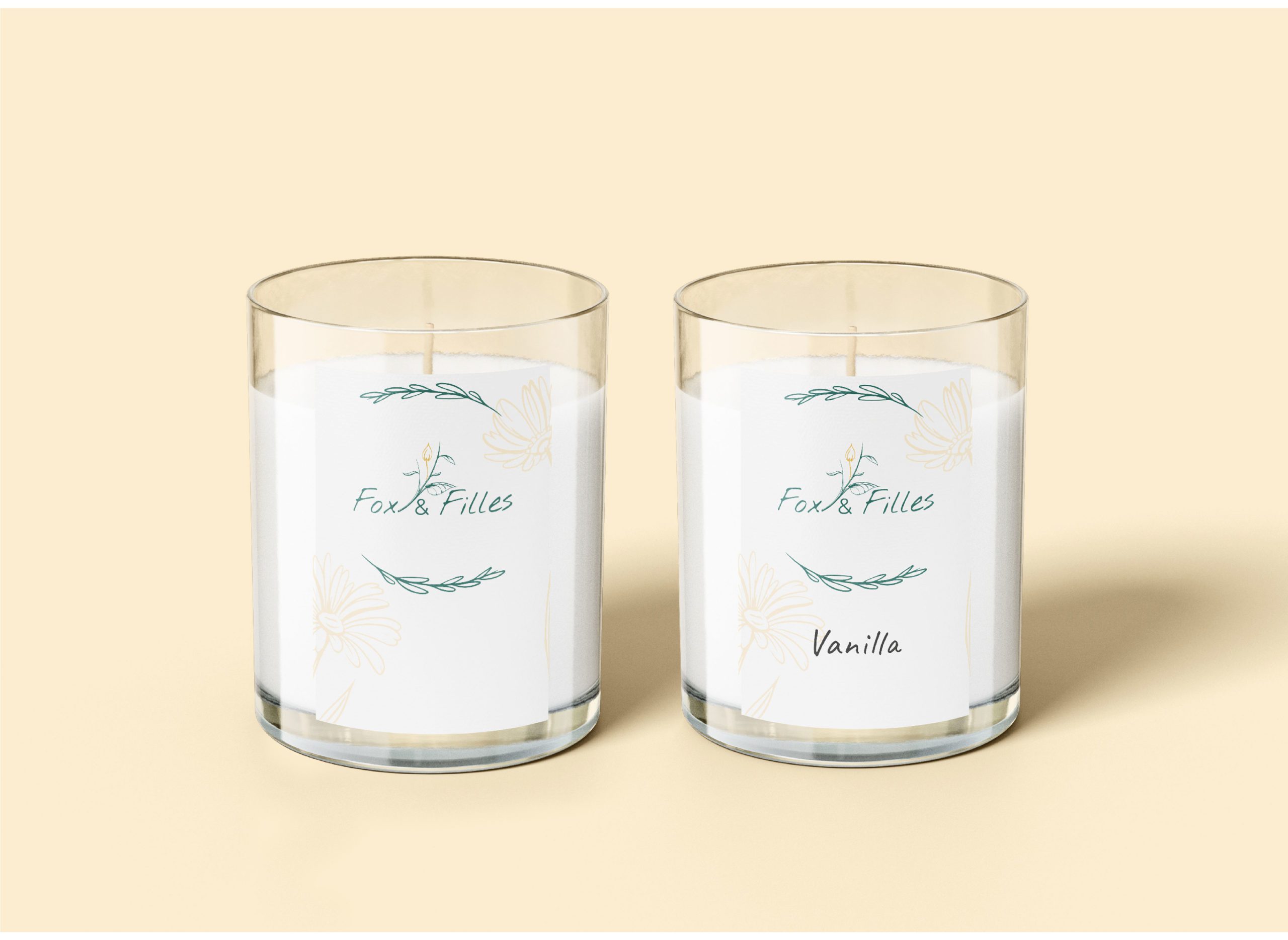 Candle labels on a mock up